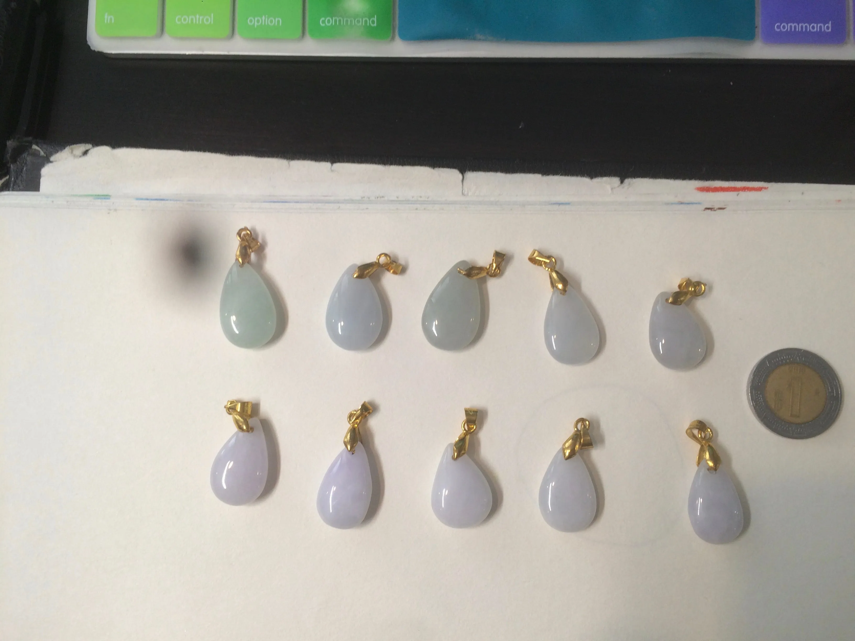 100% natural icy watery green/white/purple type A jadeite jade water drop pendant necklace group AT78