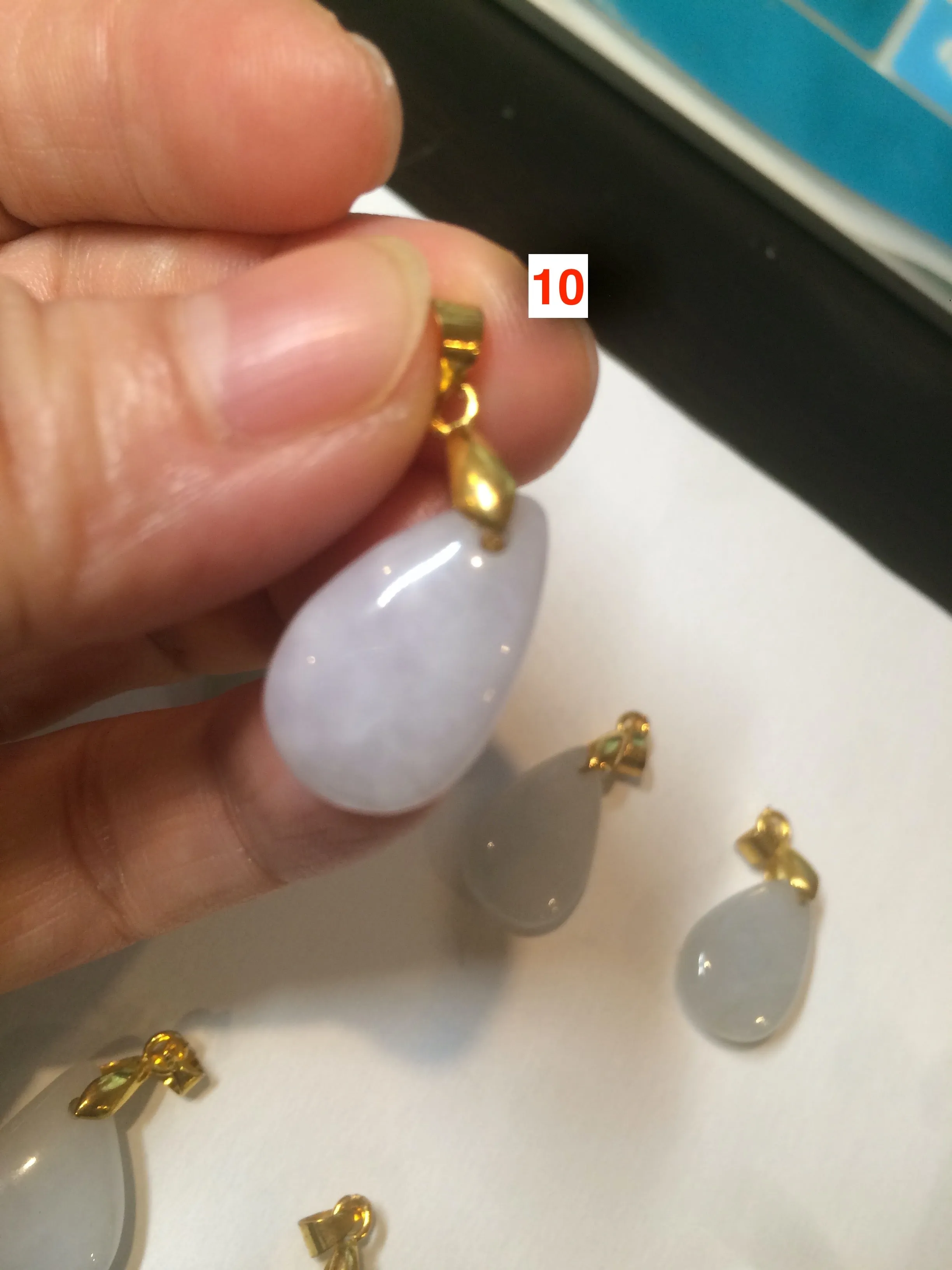 100% natural icy watery green/white/purple type A jadeite jade water drop pendant necklace group AT78