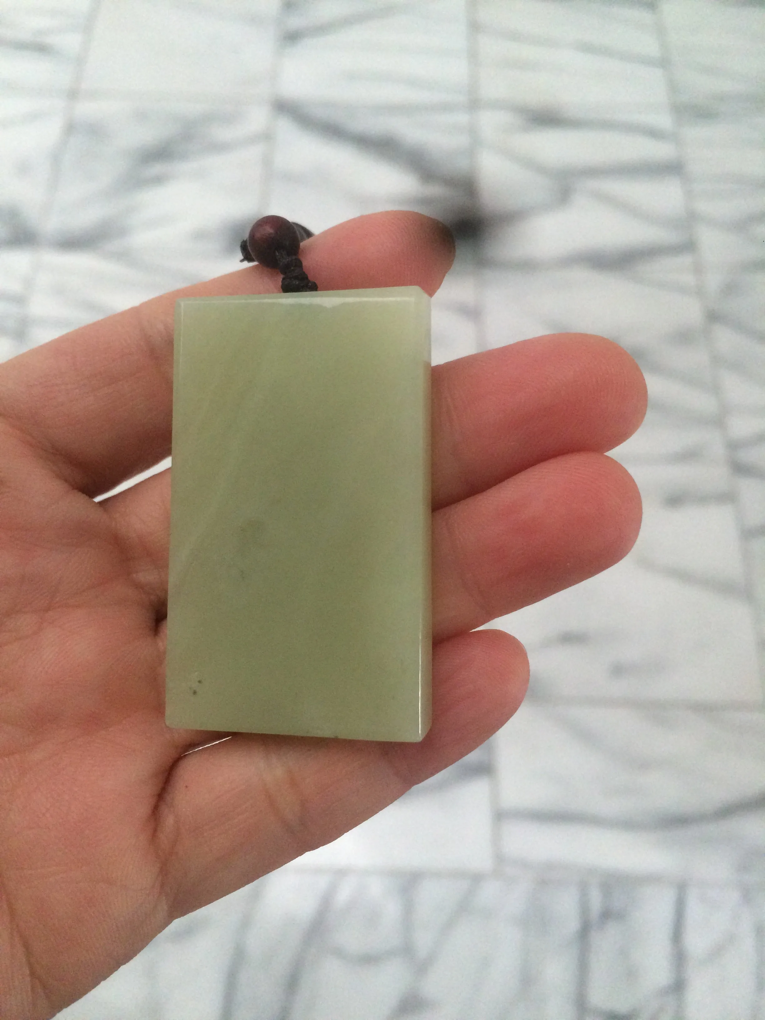 100% natural light yellow/green oily nephrite Hetian jade safe and sound pendant Z10