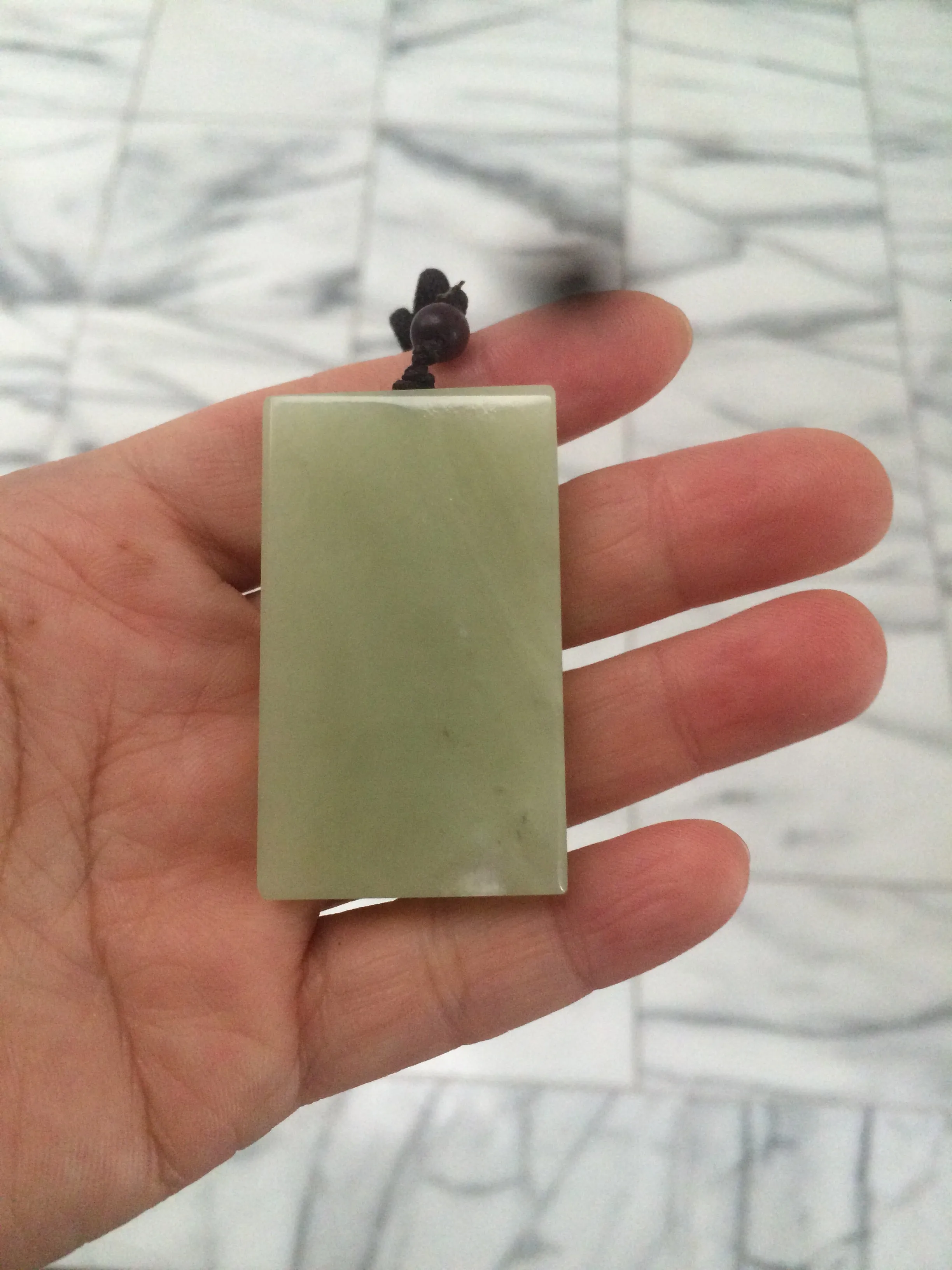 100% natural light yellow/green oily nephrite Hetian jade safe and sound pendant Z10