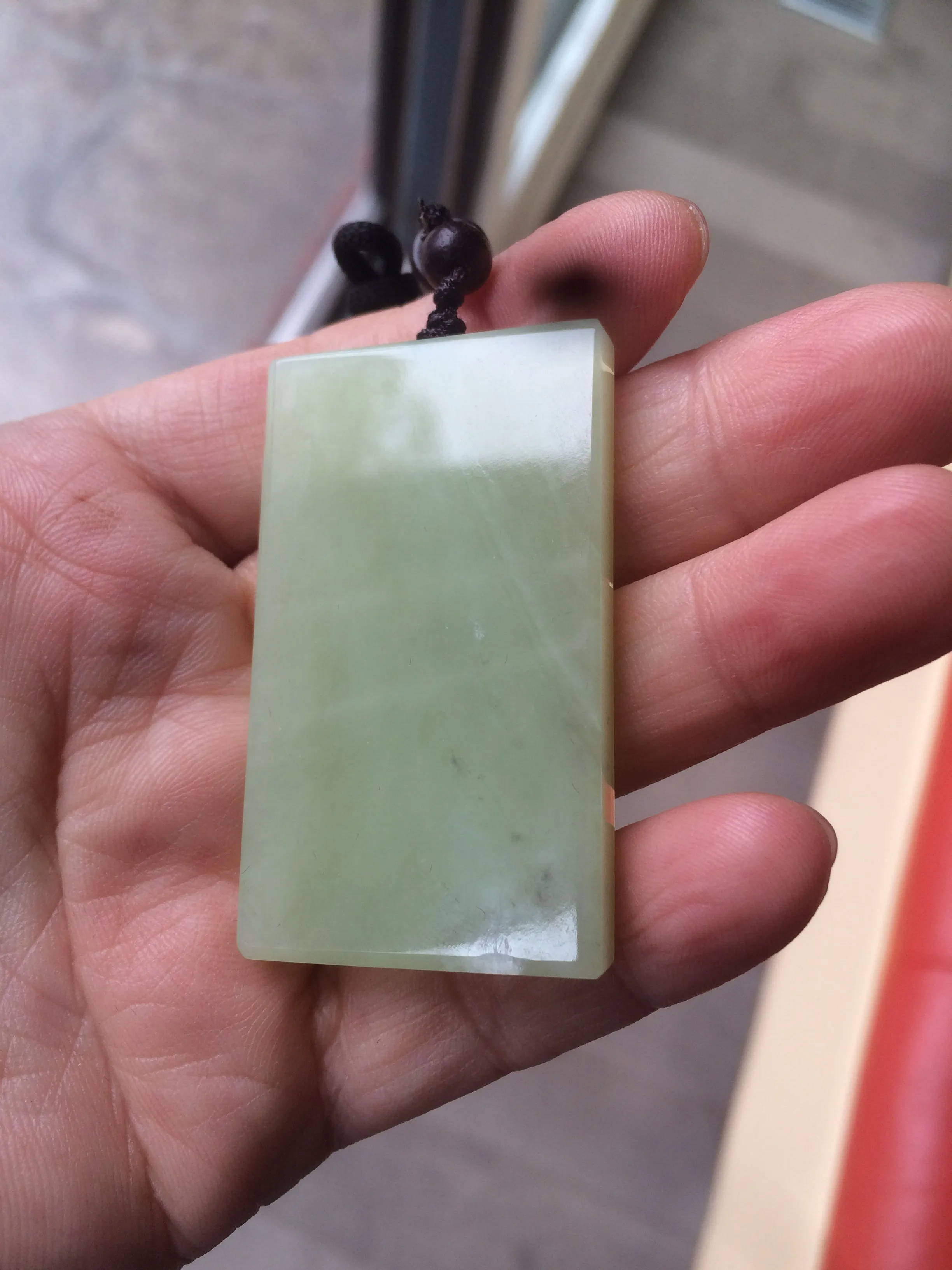 100% natural light yellow/green oily nephrite Hetian jade safe and sound pendant Z10