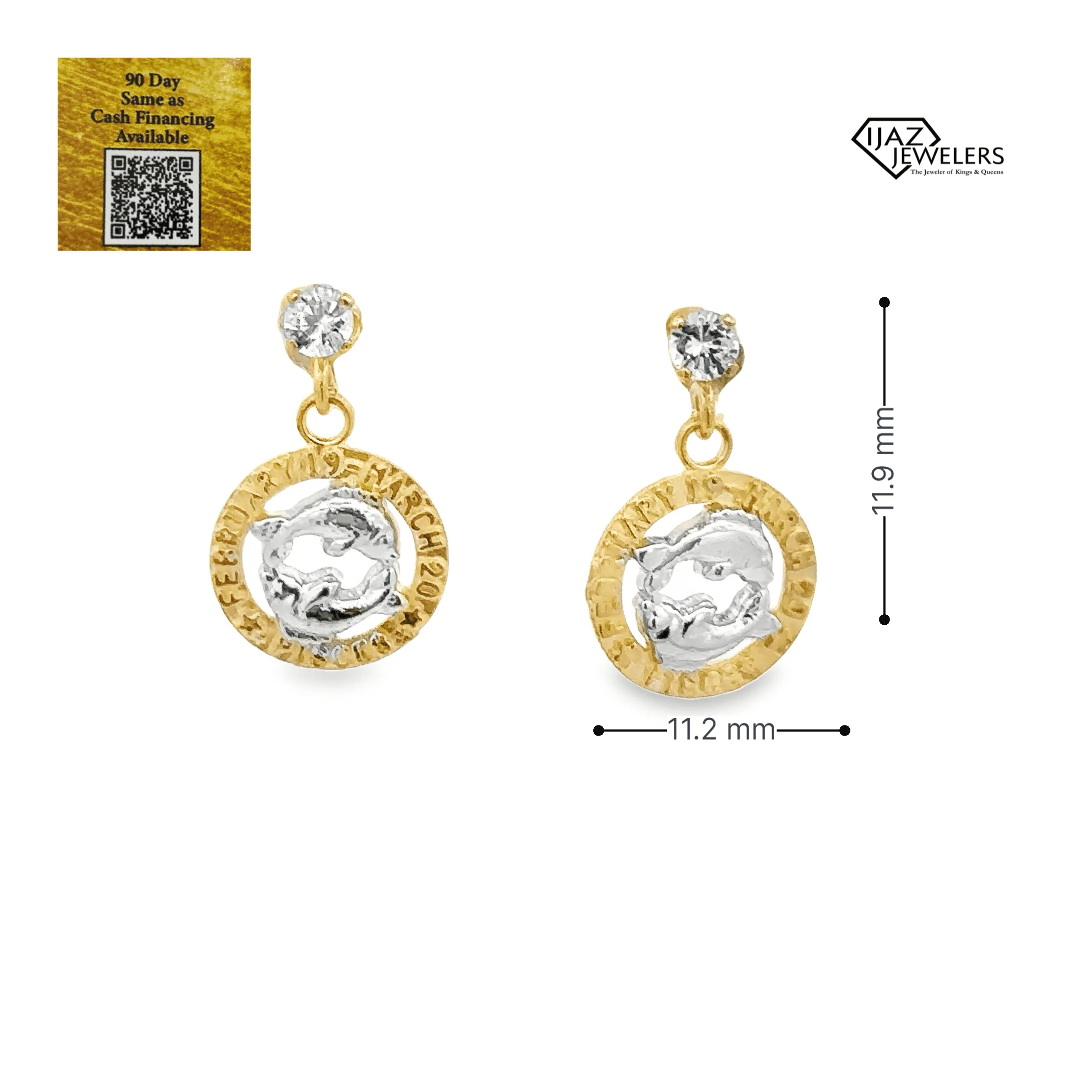 10K Gold Pisces Zodiac Earrings