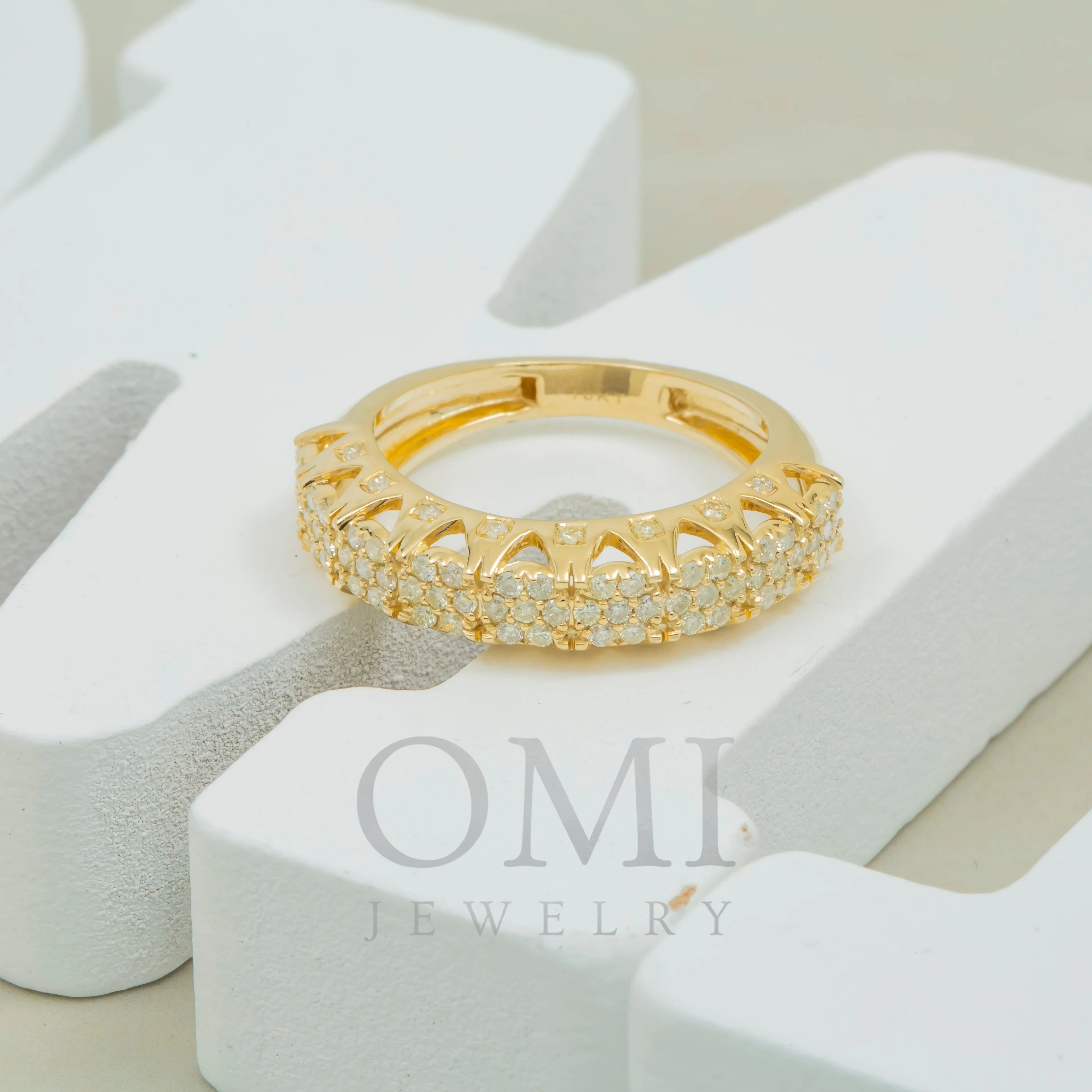 10K GOLD ROUND DIAMOND HALF ETERNITY BAND RING 0.99 CT