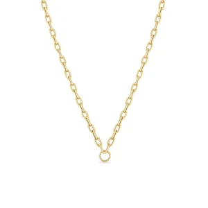 14k Gold Circle Medium Square Oval Chain Necklace