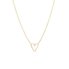 14k Tiny Open Heart Necklace