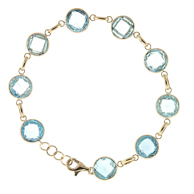 14K Yellow Gold Blue Topaz Bracelet