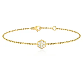 14K YELLOW GOLD DIAMOND HONEYCOMB BRACELET - 0.18CTW