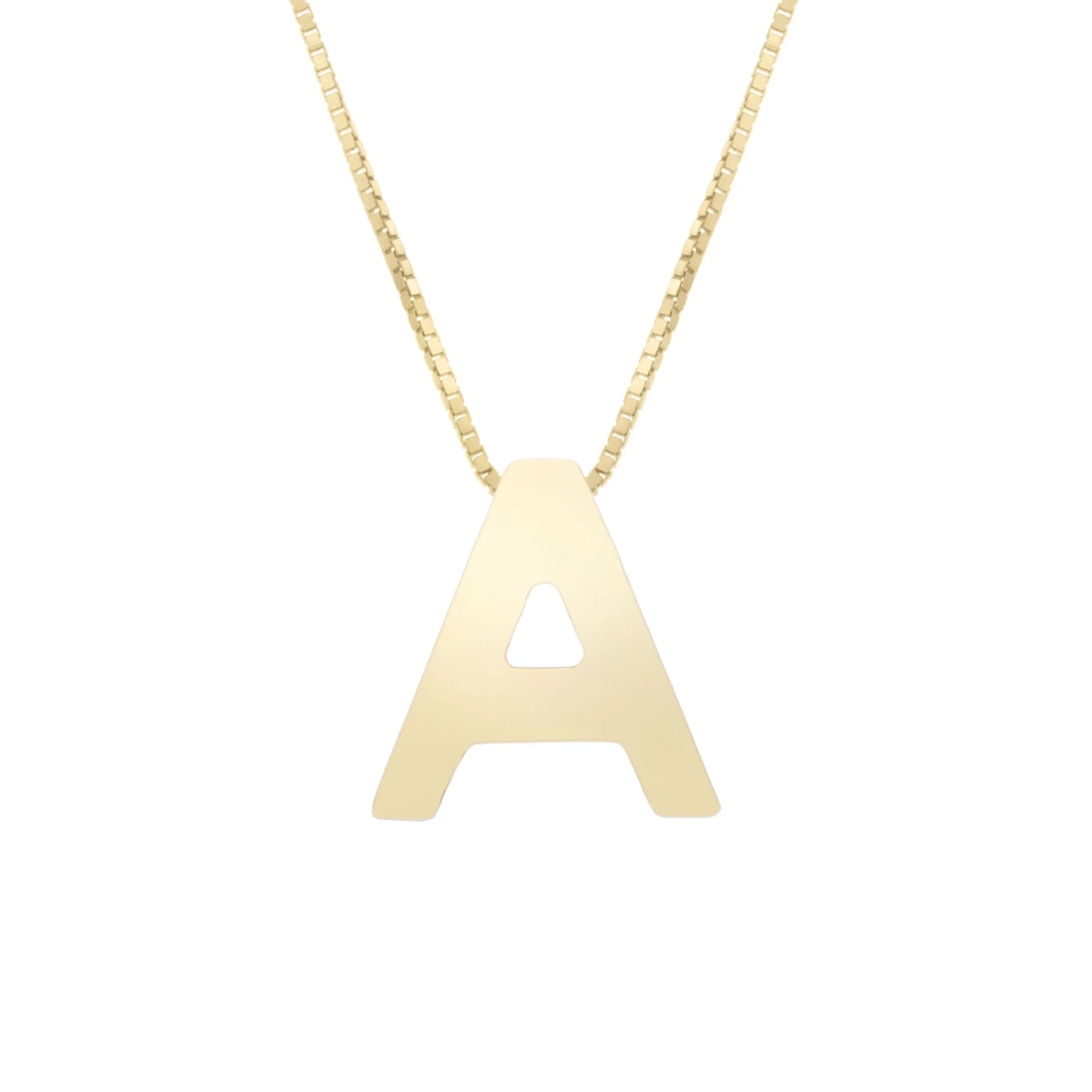 14k Yellow Gold Initial Letter Pendant Necklace, 18