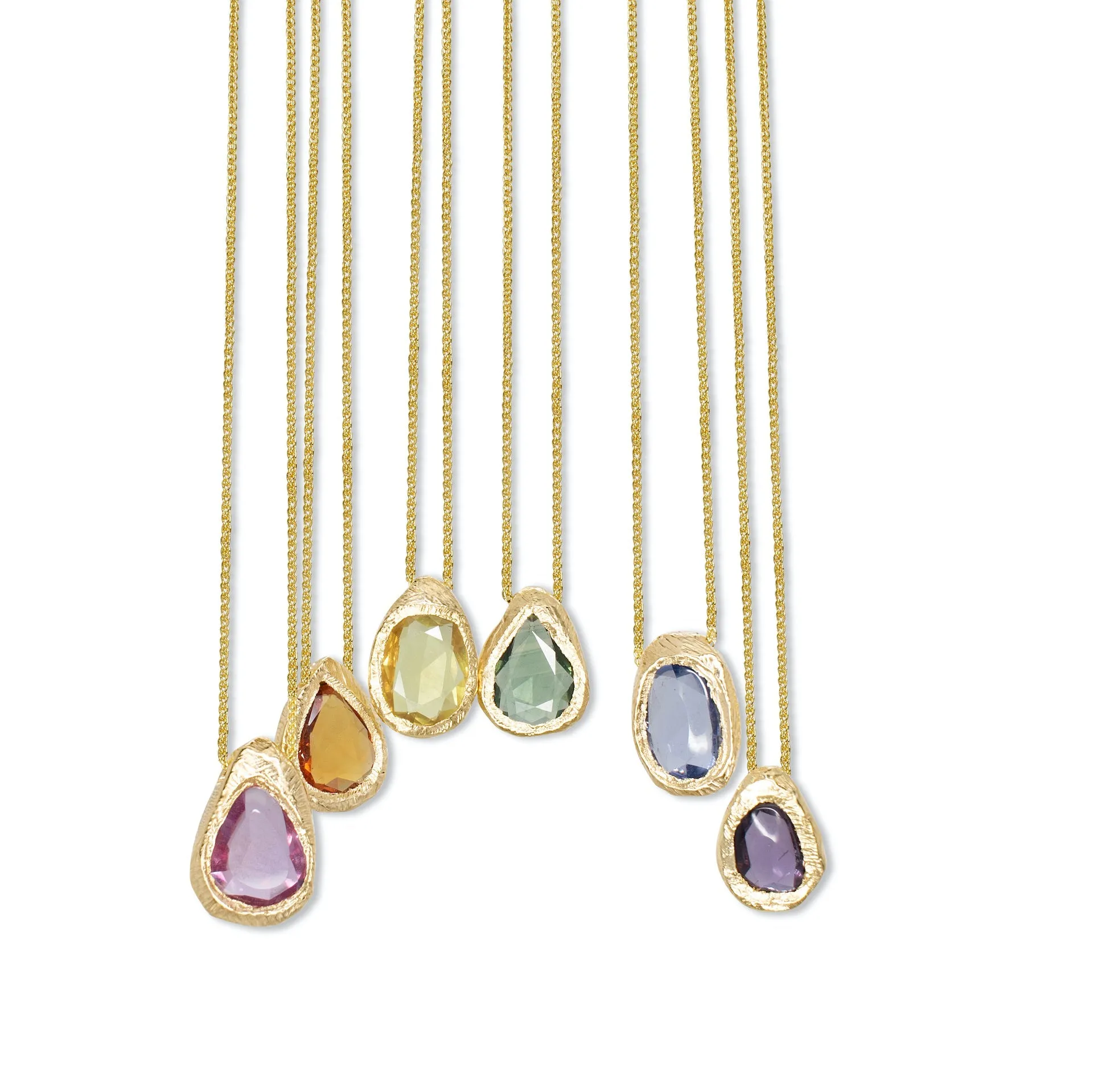 18K Freeform Slider Necklace in Green Sapphire