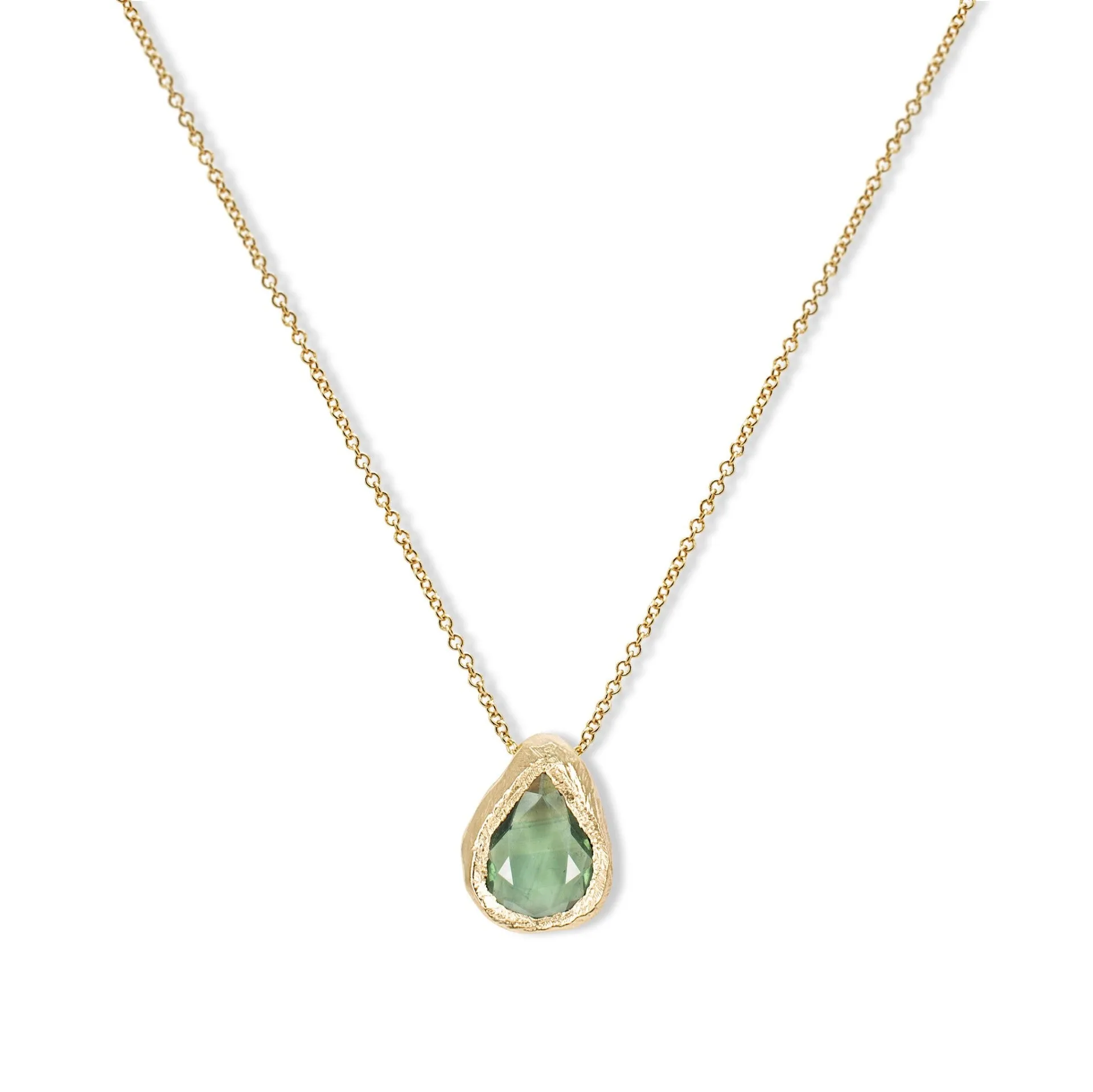 18K Freeform Slider Necklace in Green Sapphire