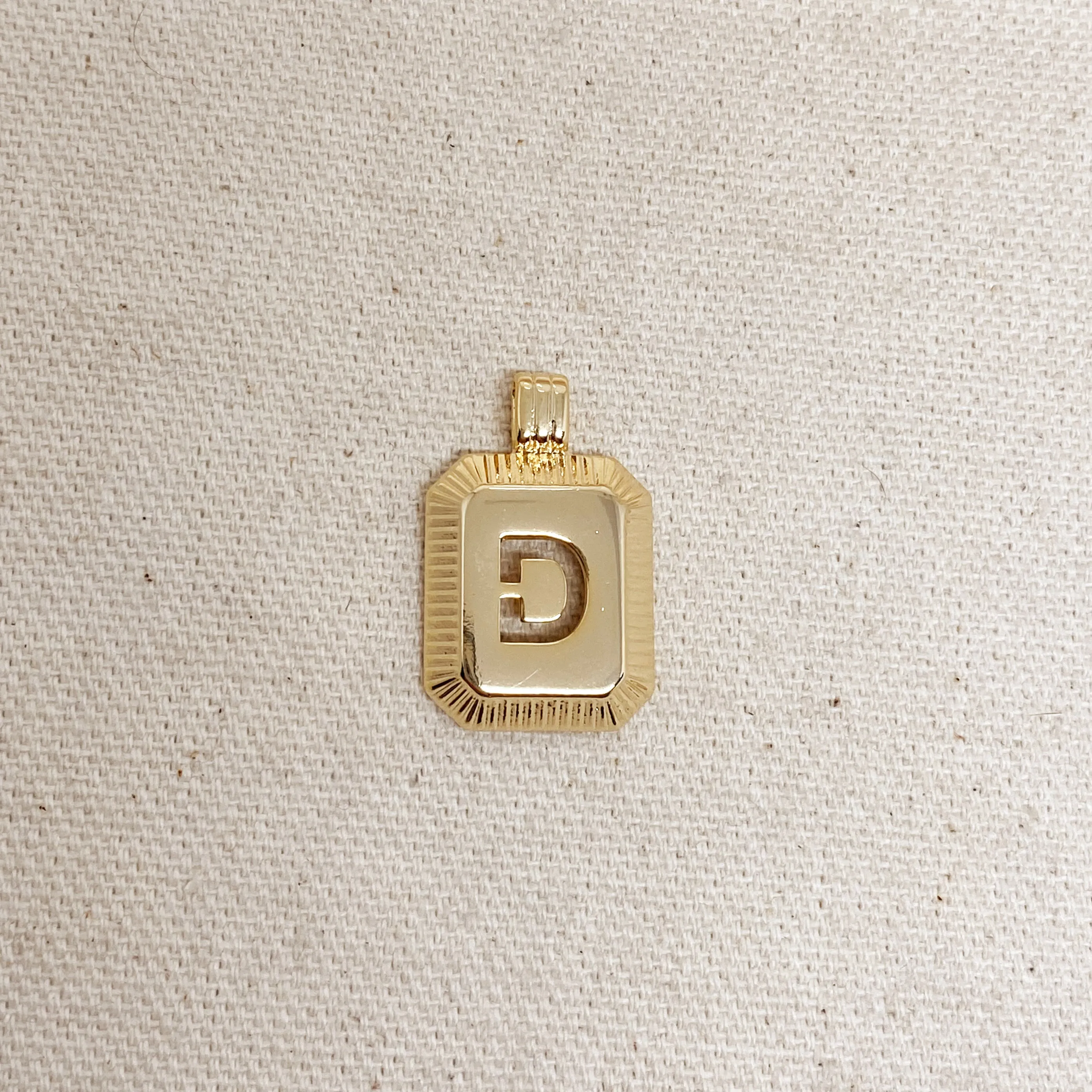 18k Gold Filled Initial Plate Pendant Letter D