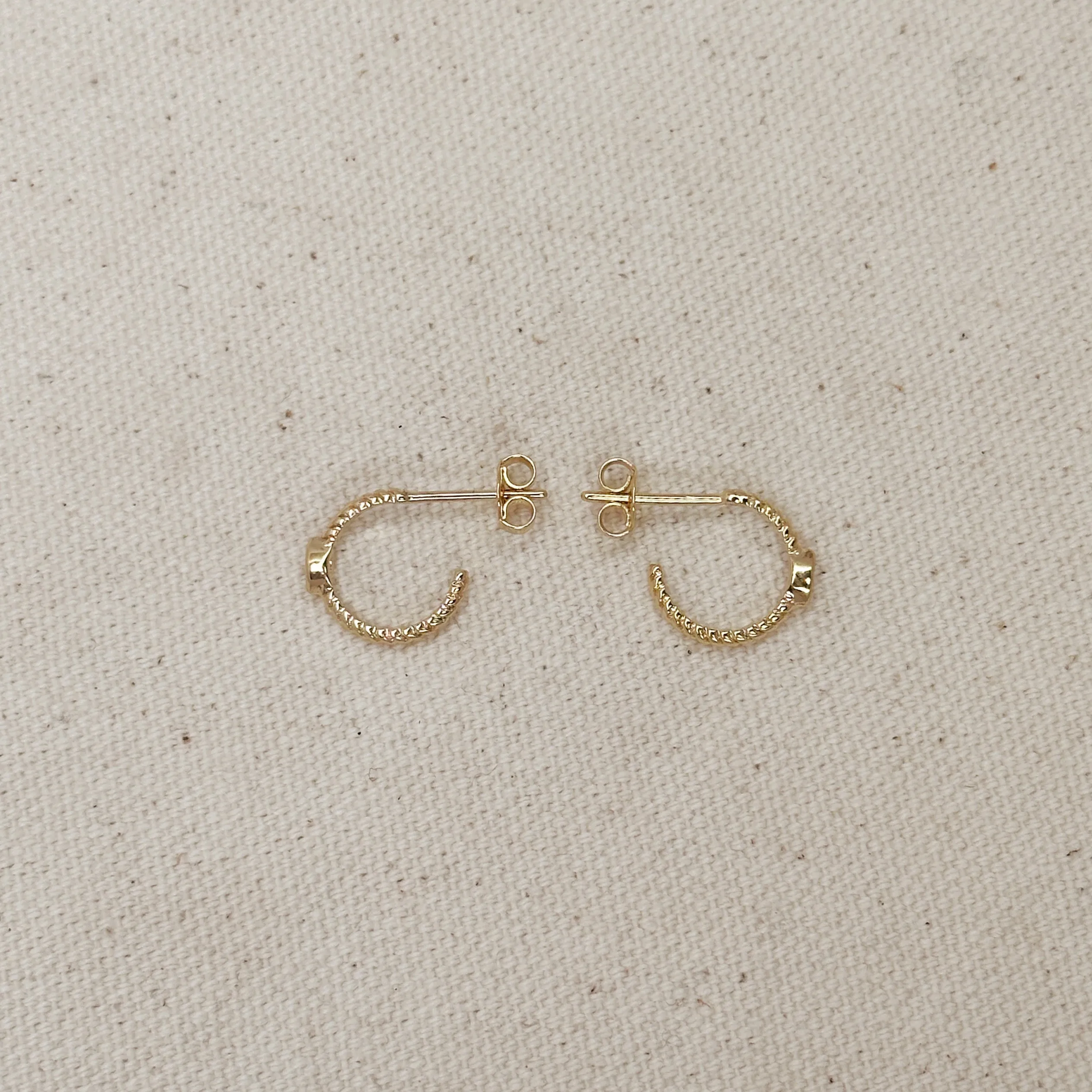 18k Gold Filled Mini CZ Eye C Hoop Earrings