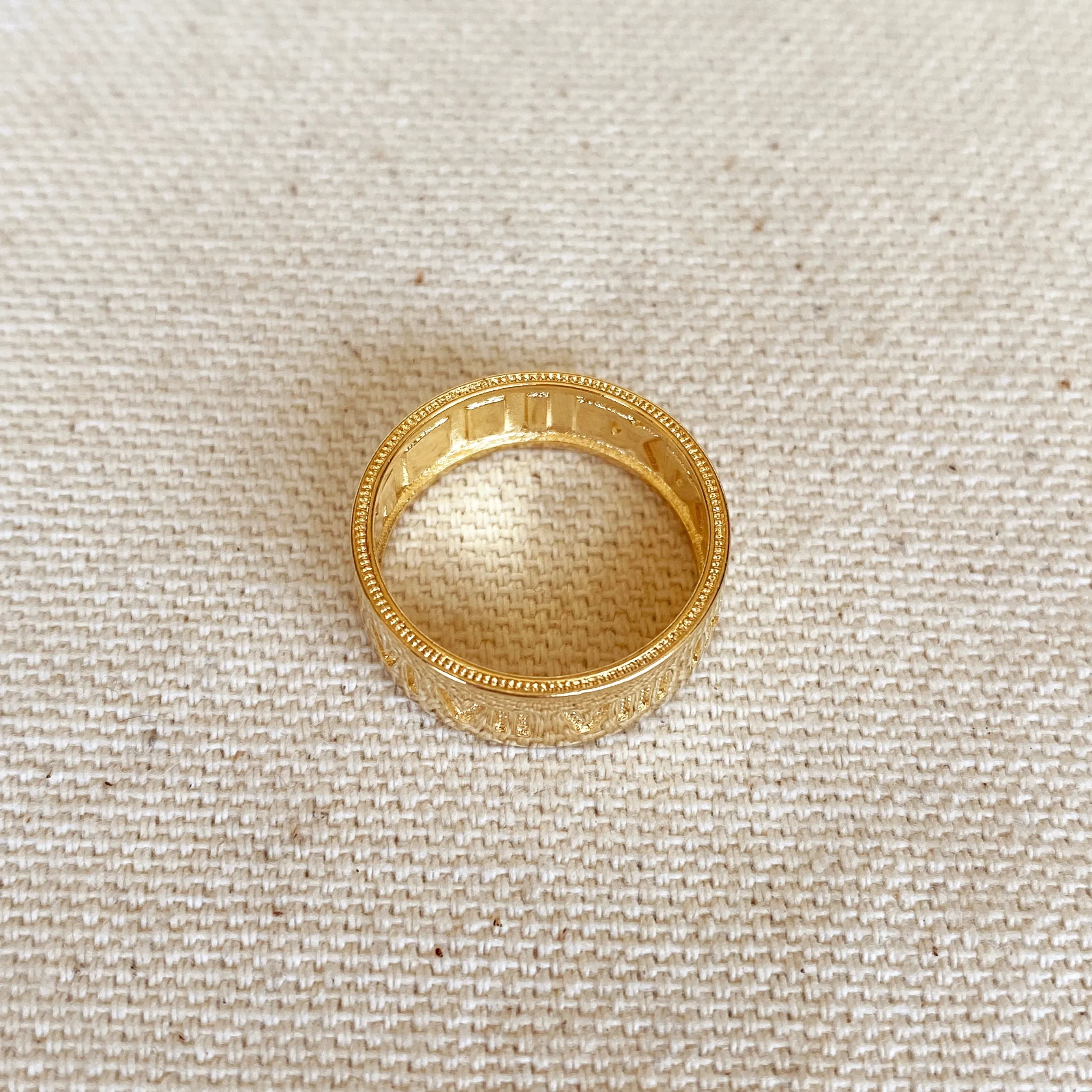 18k Gold Filled Roman Numeral Band Ring