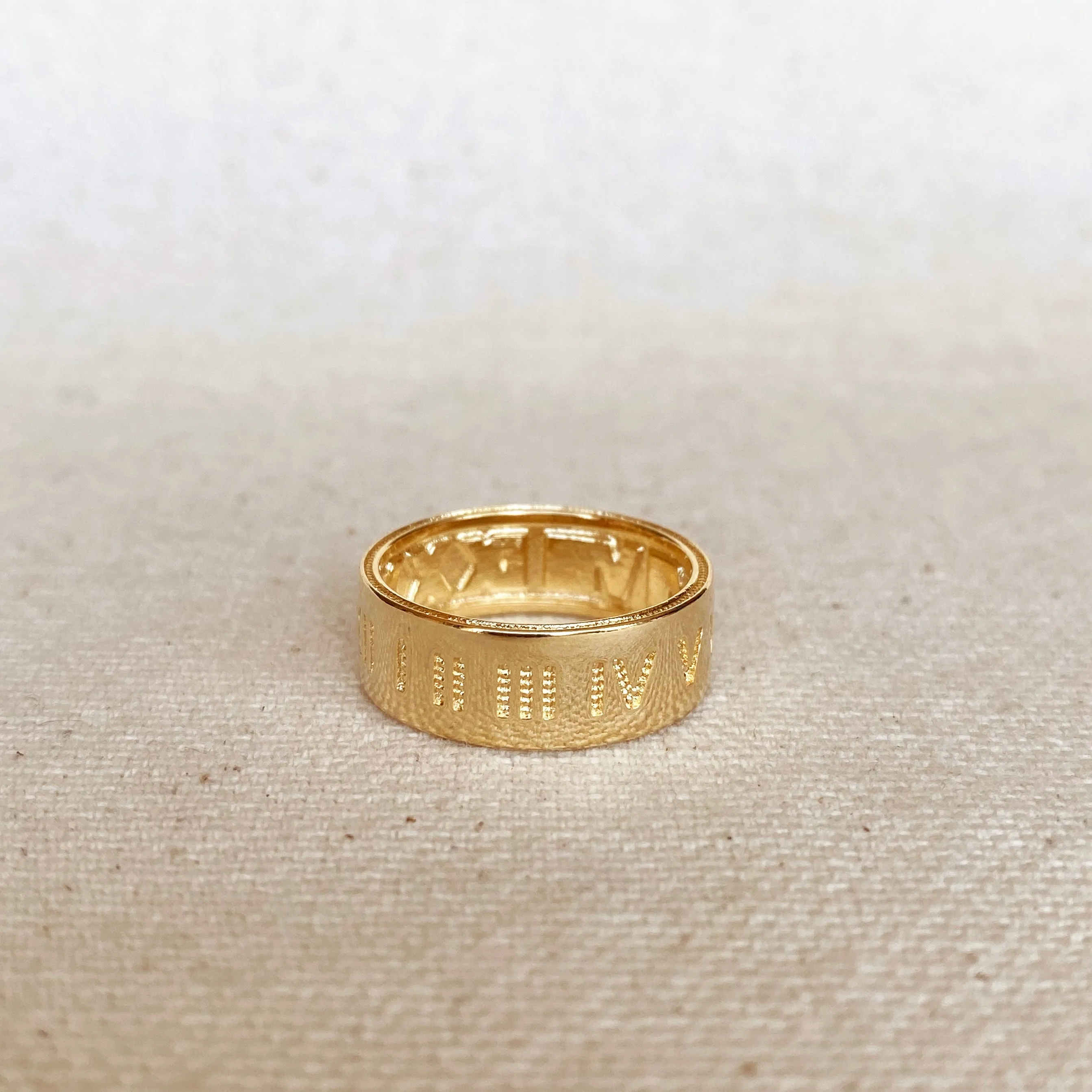 18k Gold Filled Roman Numeral Band Ring