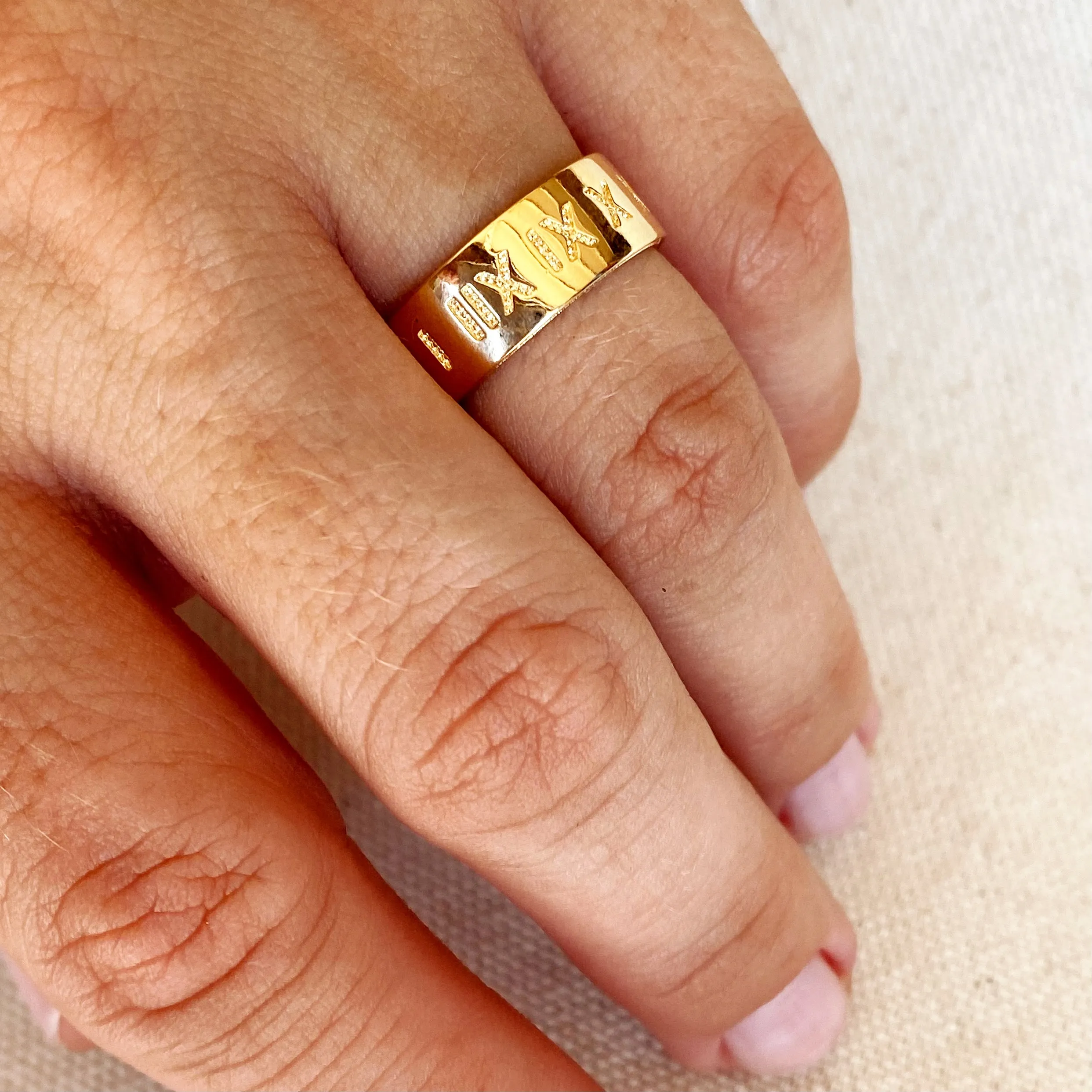 18k Gold Filled Roman Numeral Band Ring