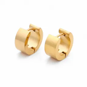 18K Gold IP Stainless Steel Huggie Hoop Earrings - 6X9