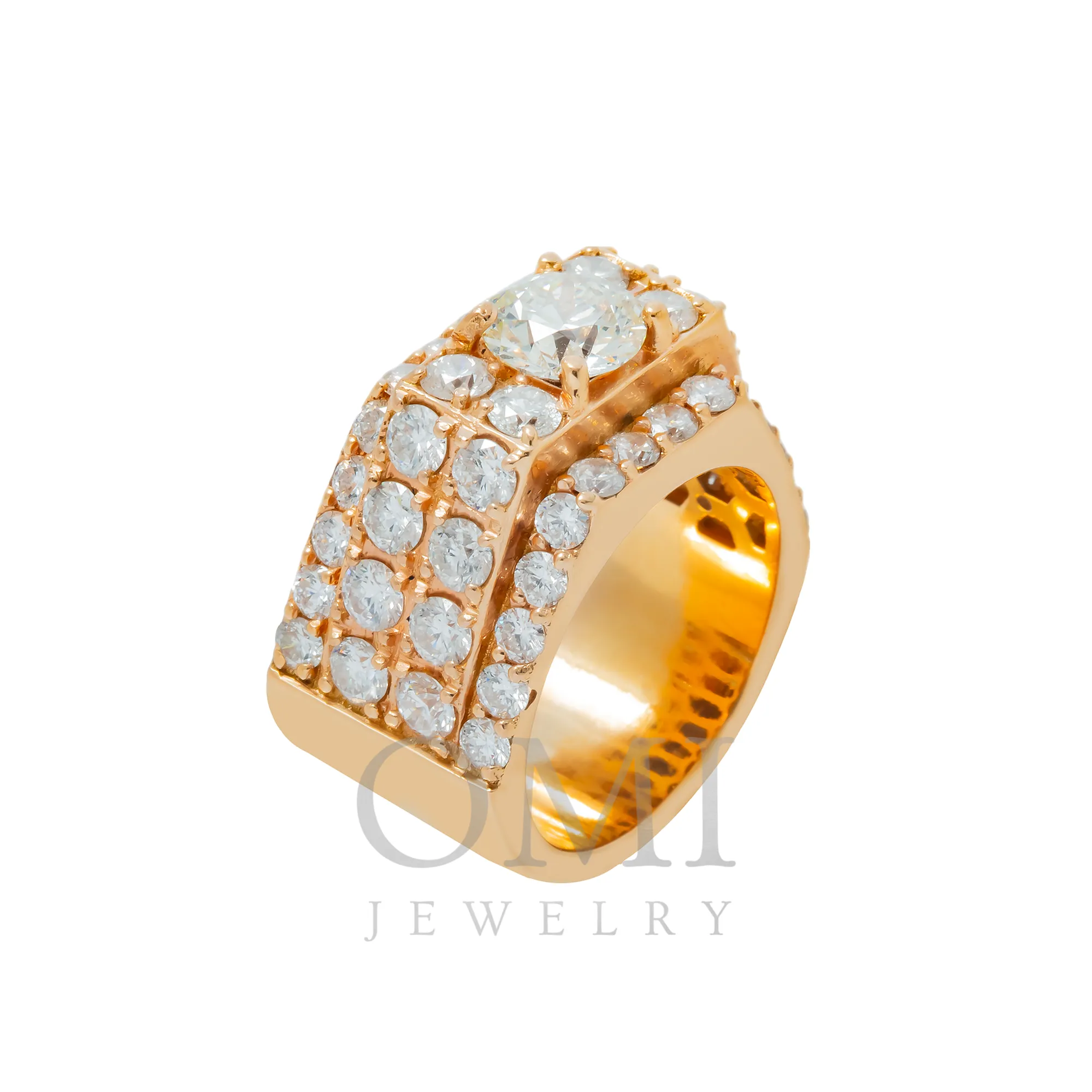 18K GOLD ROUND DIAMOND CLUSTER RECTANGULAR SHAPE STATEMENT RING 5.00 CT