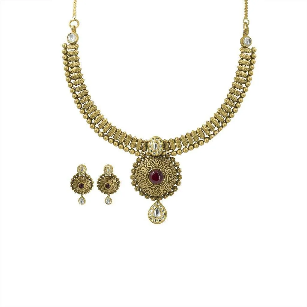 22K Gold Necklace and Earrings Set