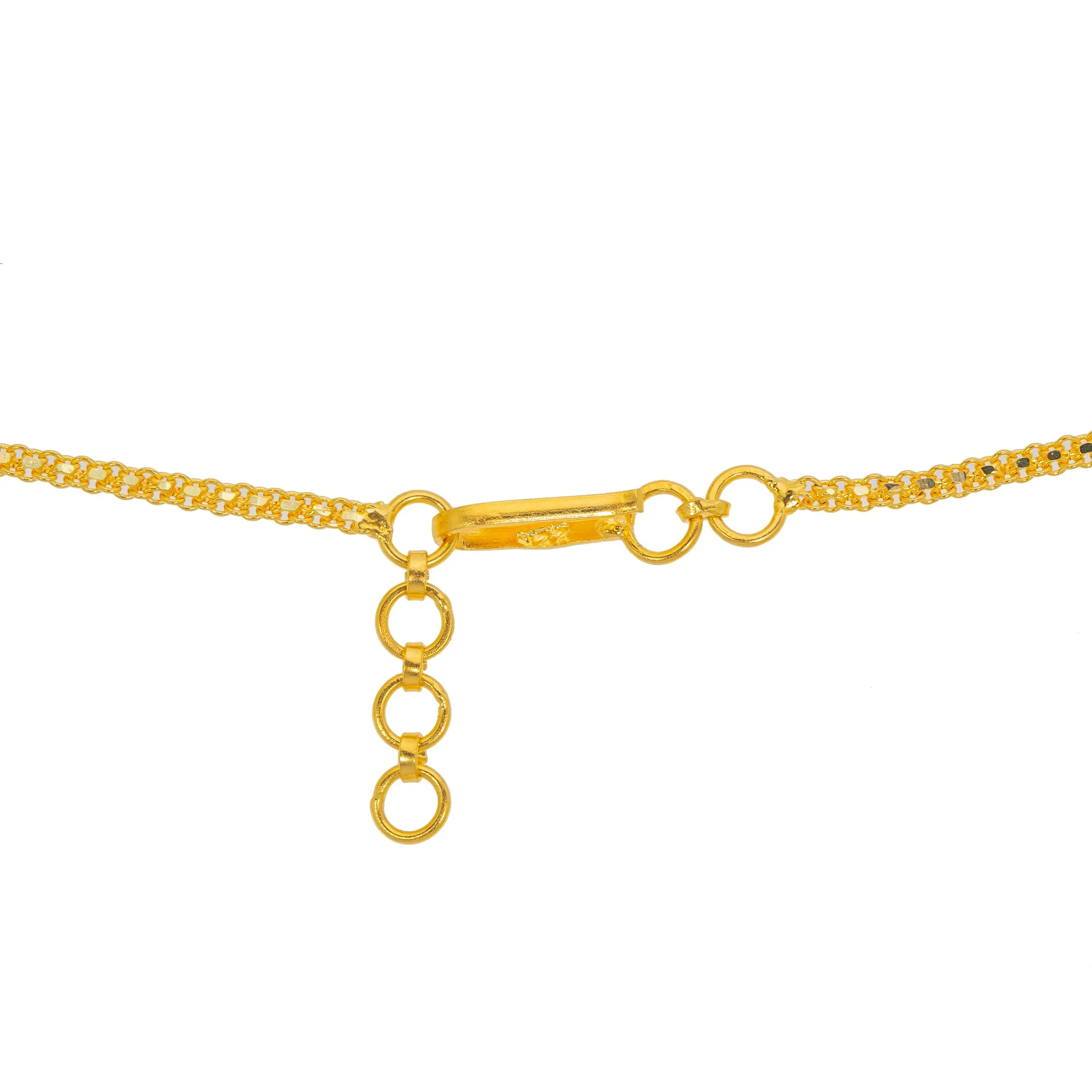 22K Yellow Gold & Multi-Stone Temple Necklace (90.5gm)