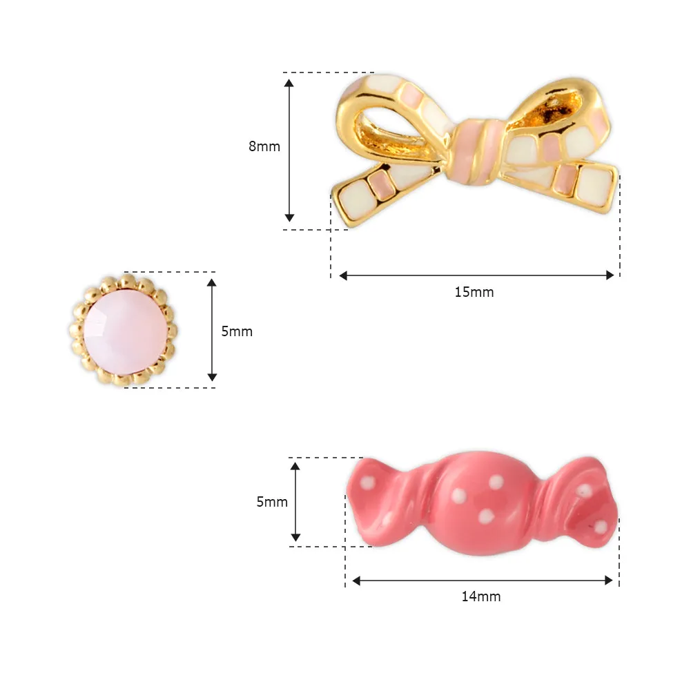 3 set of Candy Bow and Round CZ  earrings for girls