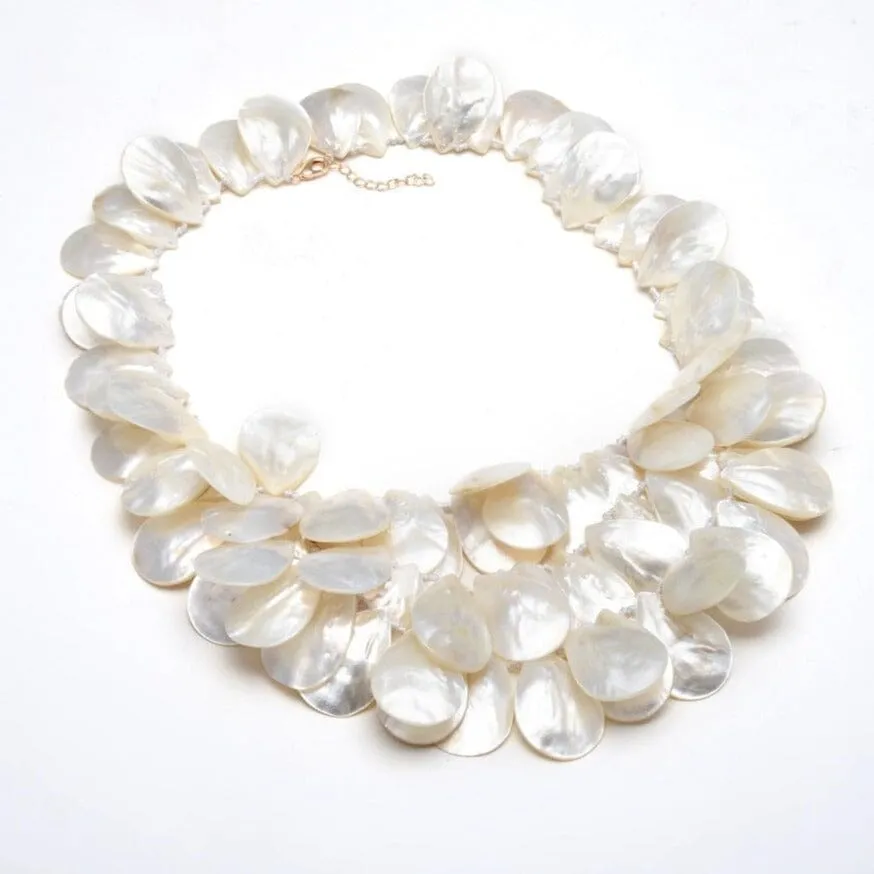 3 Strands Huge Mother Of Pearl Necklace