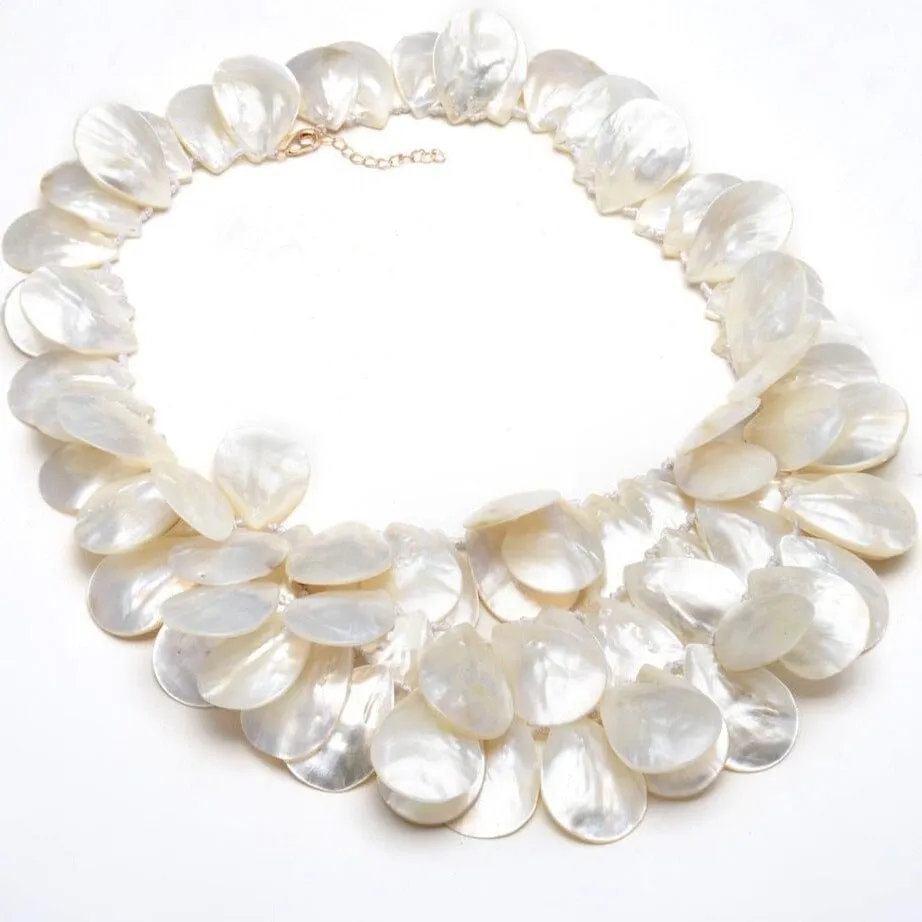 3 Strands Huge Mother Of Pearl Necklace