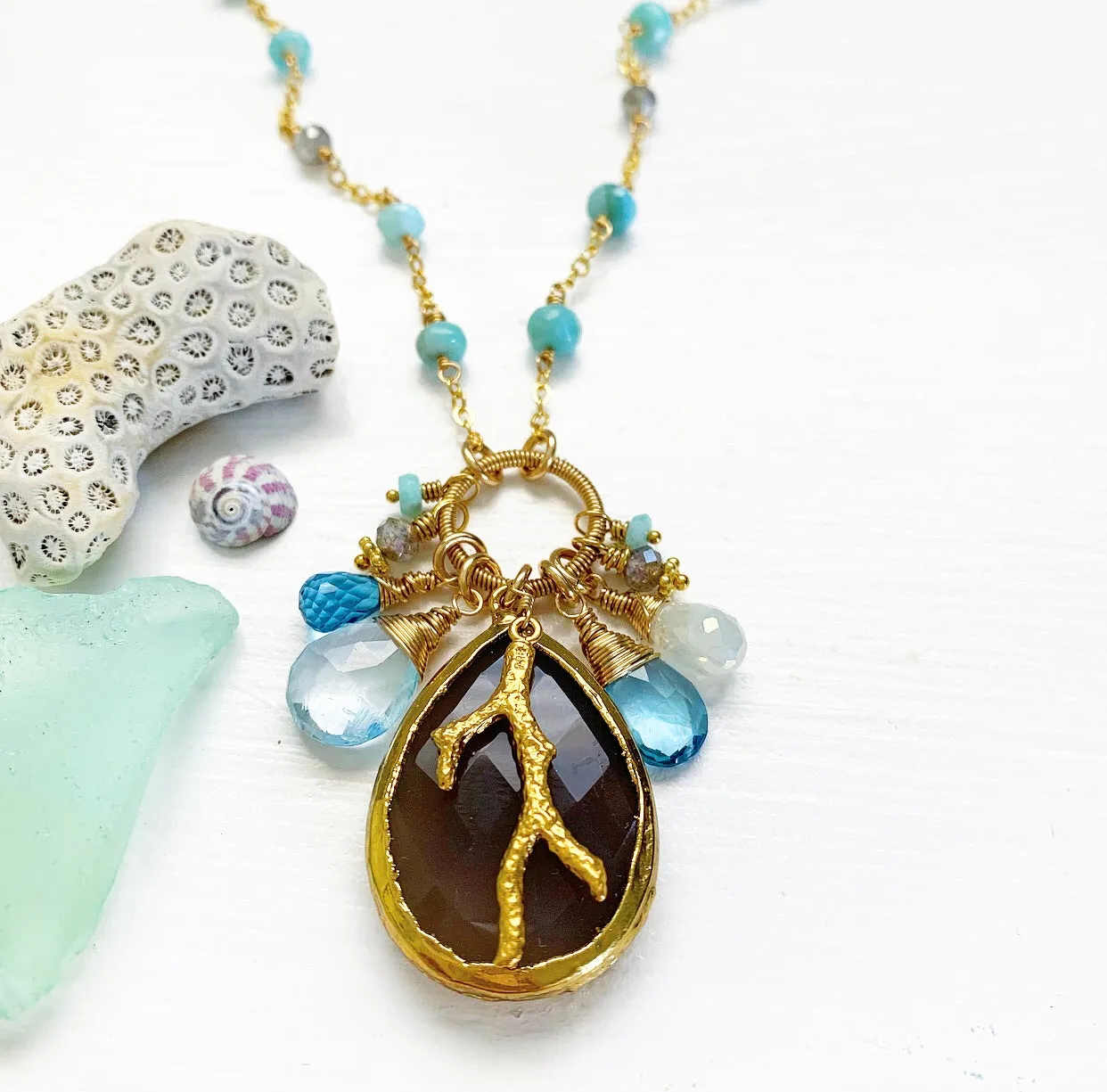 783-One of a Kind Gemstone Drop Necklace