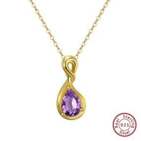 7mm Amethyst Citrine Garnet Necklace - 925 Sterling Silver