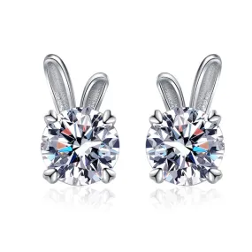 925 Silver Cute Rabbit Moissanite Earrings