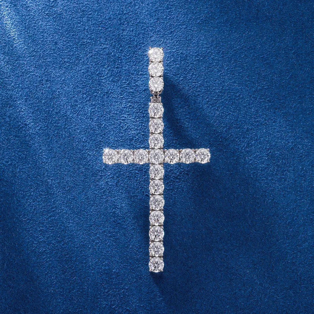 925 Sterling Silver Moissanite Big Cross Pendant