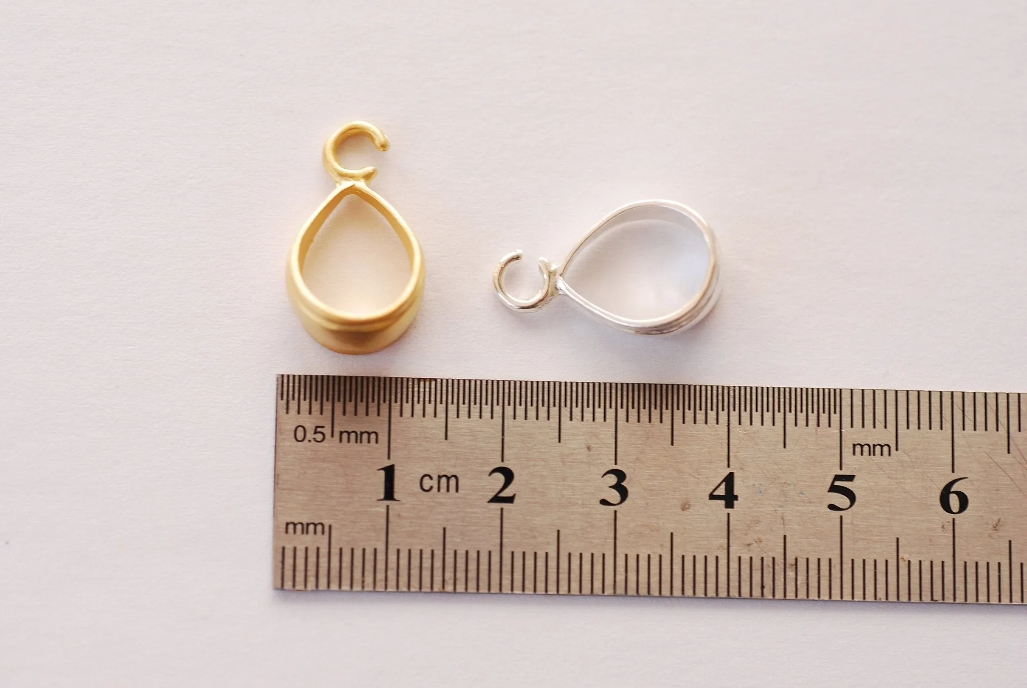 925 Sterling Silver or Vermeil Gold Large Bail, bail for necklace Jump rings Bail with open loop charm holder Jewelry Making