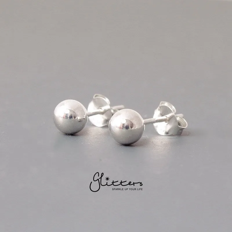 925 Sterling Silver Plain Ball Stud Earrings-3mm | 4mm | 5mm