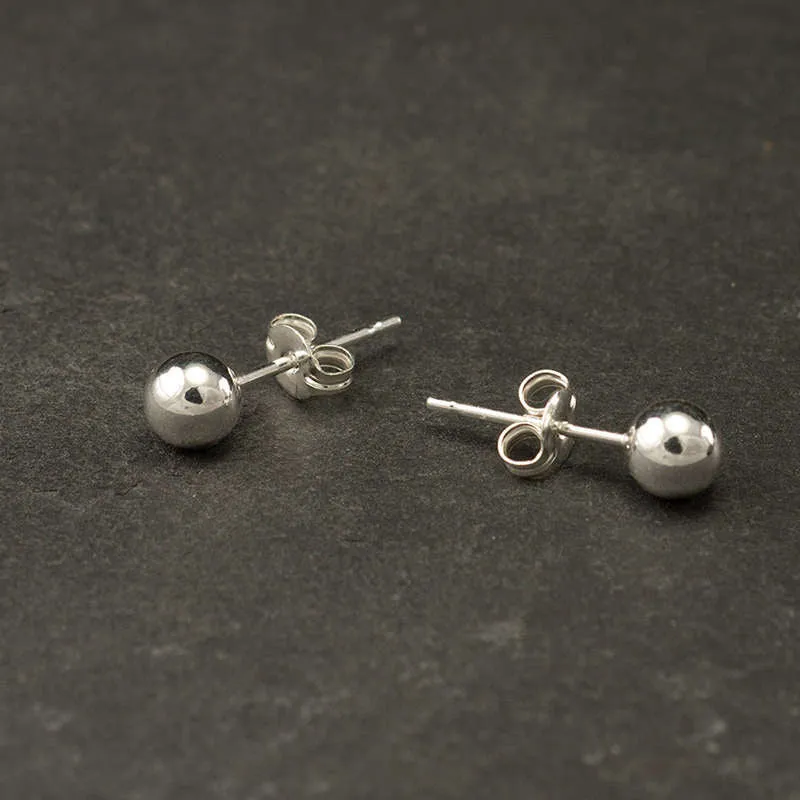 925 Sterling Silver Plain Ball Stud Earrings-3mm | 4mm | 5mm