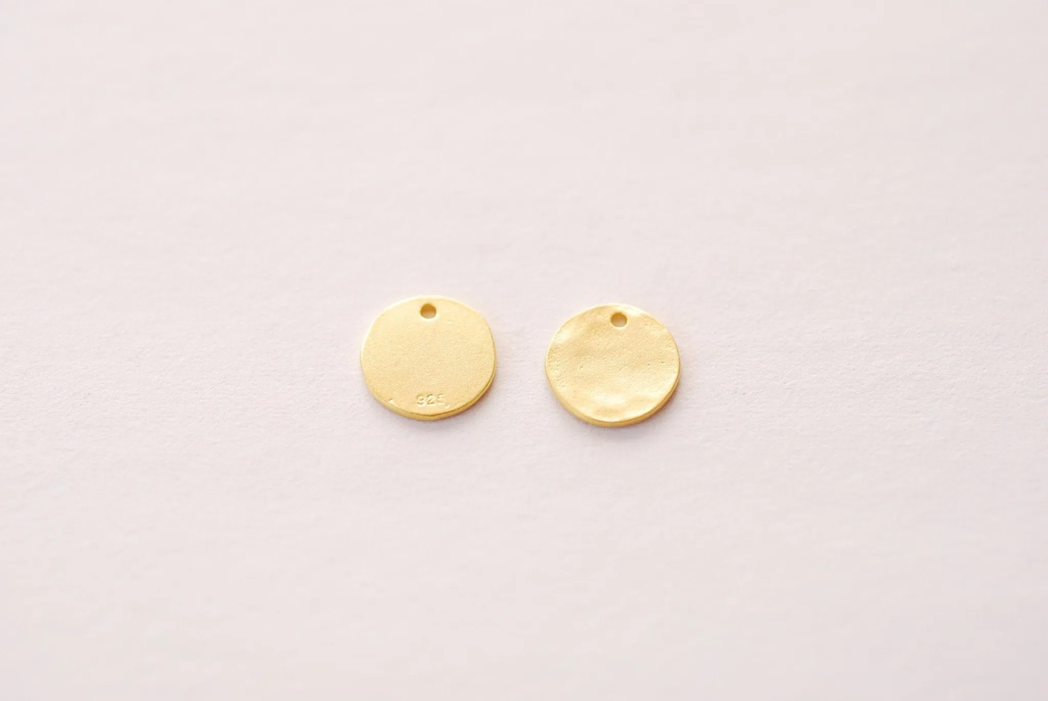 9mm Small Round Hammered Blank Disc- 925 sterling silver or Vermeil 18k Gold Plated round stamping disc round coin Jewelry Component