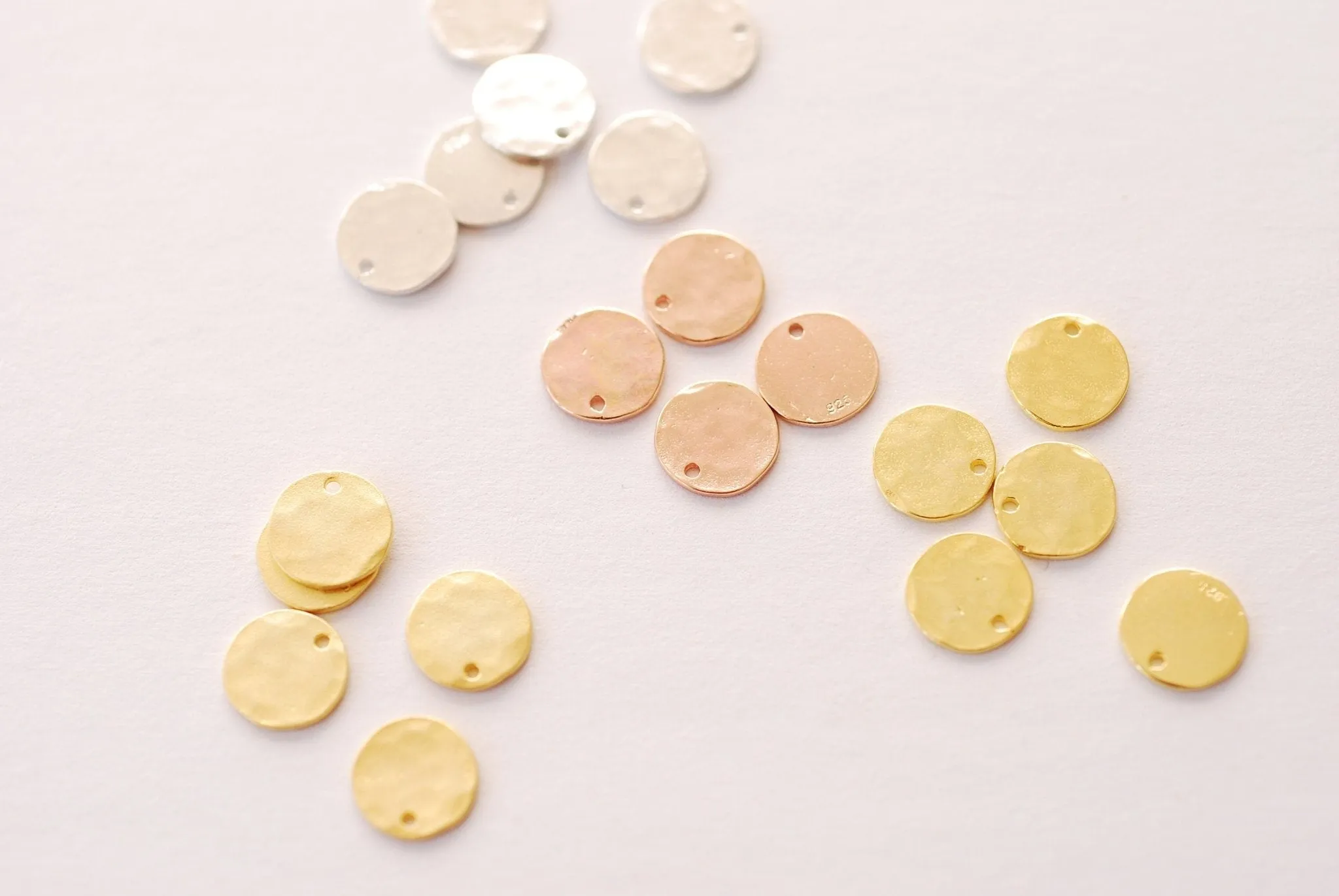 9mm Small Round Hammered Blank Disc- 925 sterling silver or Vermeil 18k Gold Plated round stamping disc round coin Jewelry Component