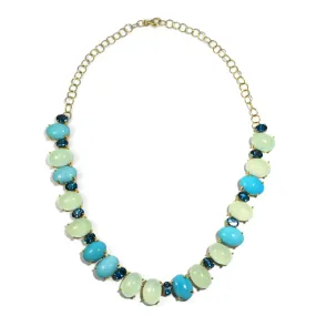 A & Furst - Bonbon - Necklace with Chalcedony, Turquoise and London Blue Topaz, 18k Yellow Gold