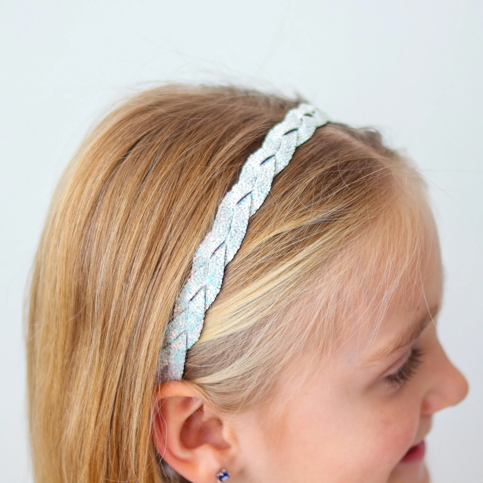 Adjustable No Slip Braided Glitter Headbands - 3 Pack