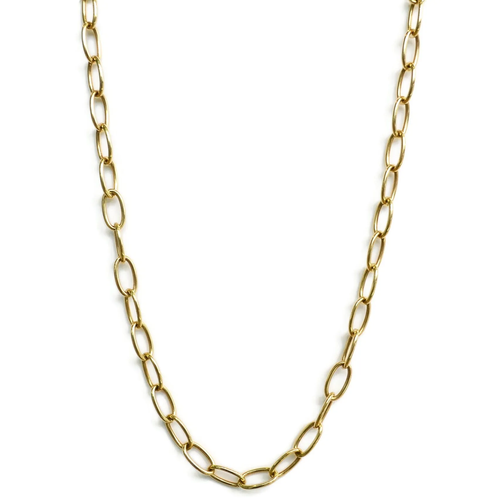 AFJ Gold Collection - Oval Link Chain Necklace,  Length 33", Yellow Gold