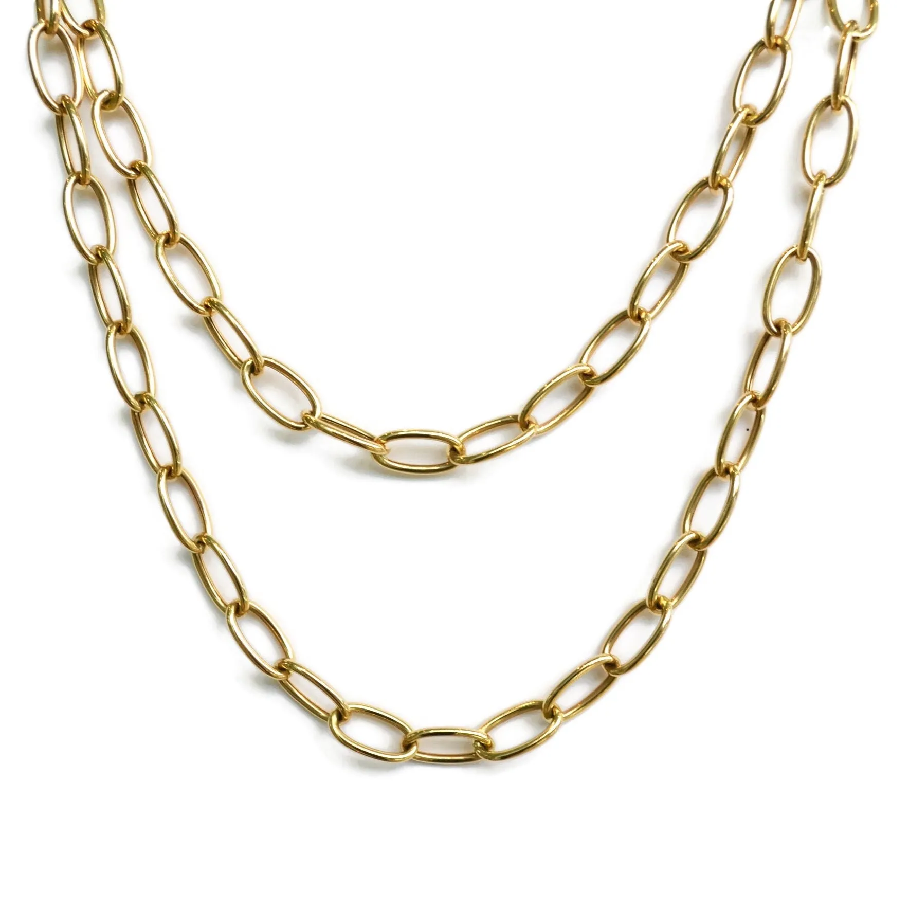 AFJ Gold Collection - Oval Link Chain Necklace,  Length 33", Yellow Gold