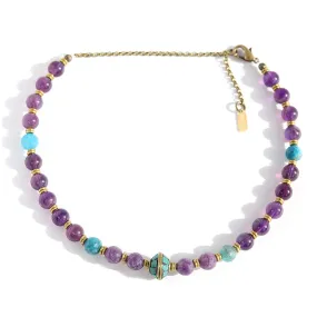 Amethyst and Apatite Mala Choker