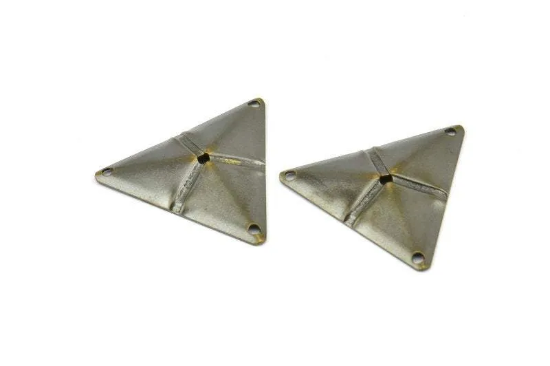 Antique Bronze Triangle, 50 Antique Bronze Triangle Charms With 4 Holes (22x25mm) Pen 3001 K106