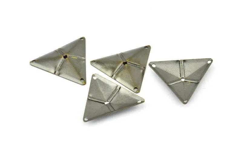 Antique Bronze Triangle, 50 Antique Bronze Triangle Charms With 4 Holes (22x25mm) Pen 3001 K106