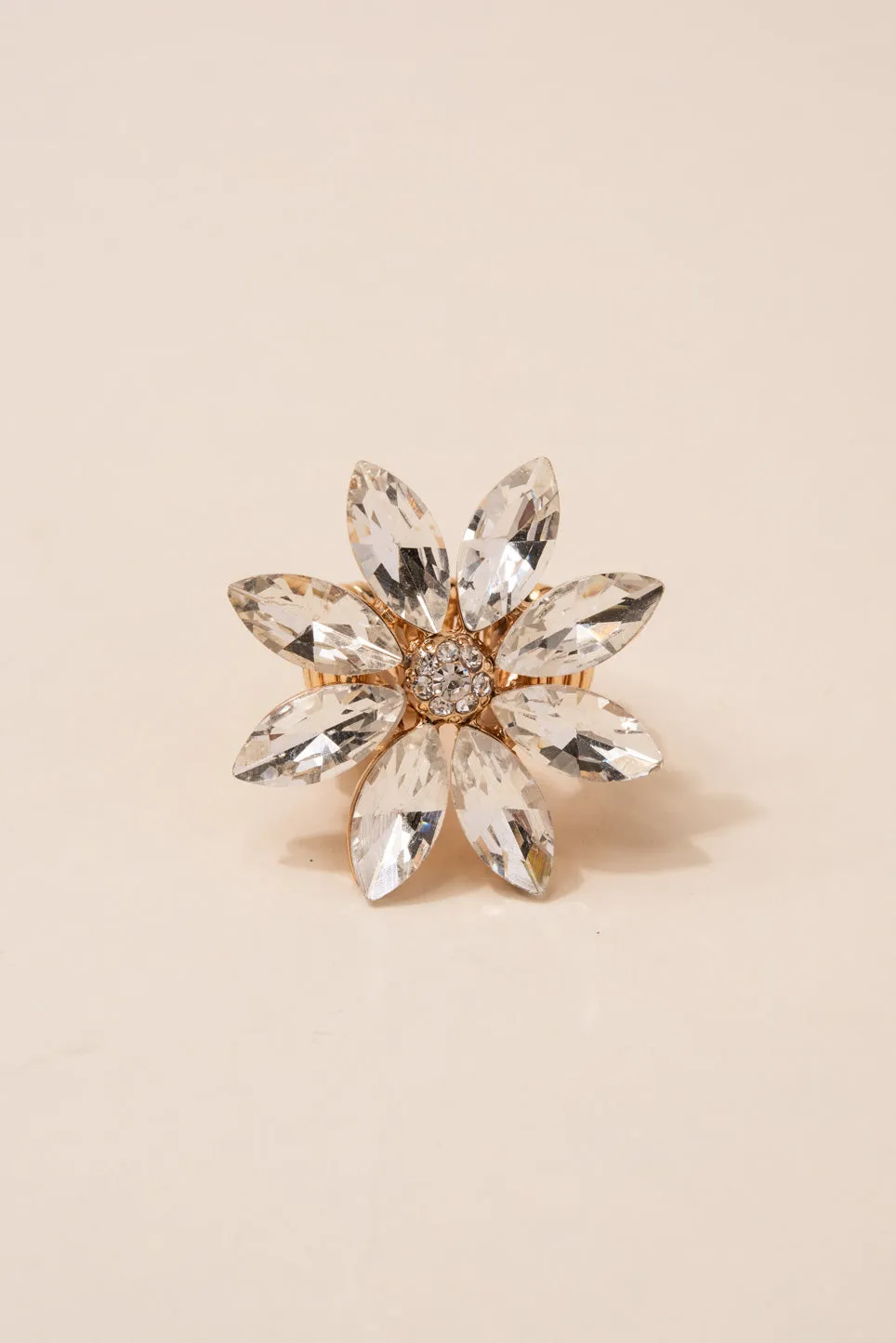 Aubrielle Flower Rhinestone Stretch Ring