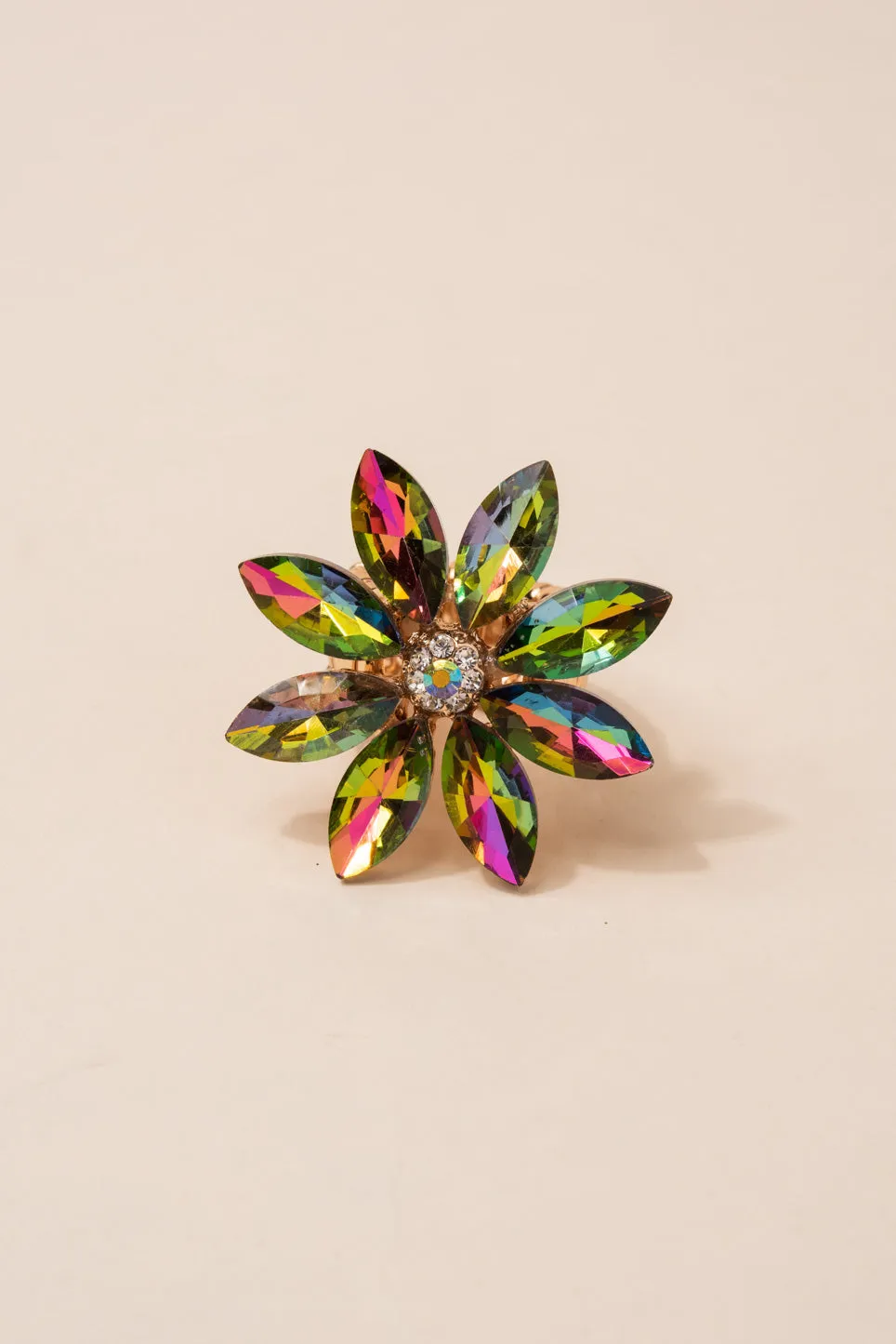 Aubrielle Flower Rhinestone Stretch Ring