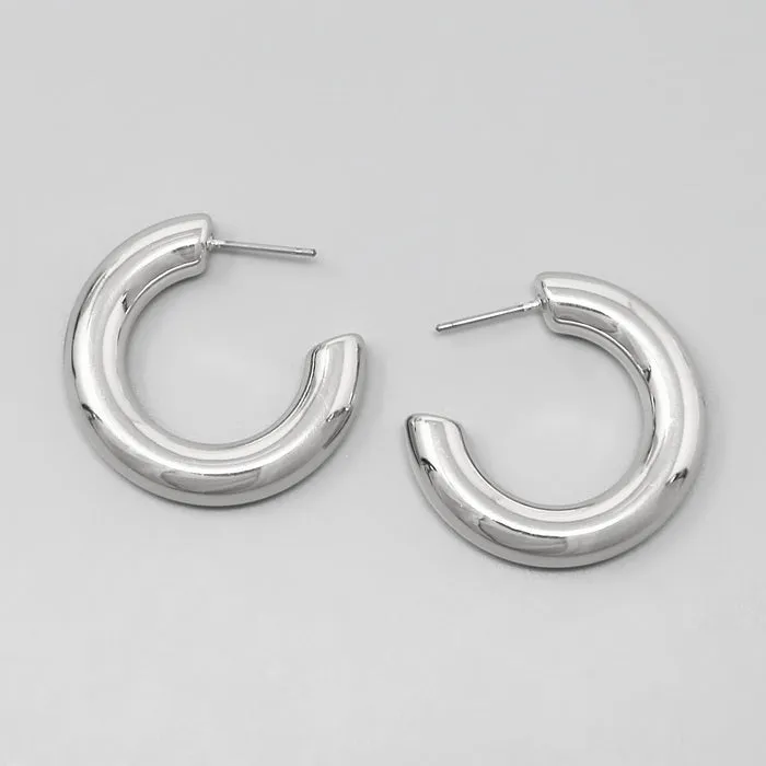 Basic Pipe Hoop Earrings (30 mm)