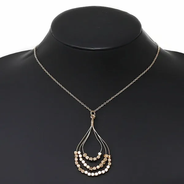 Beaded Teardrop Pendant Chain Necklace