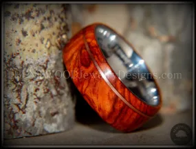 Bentwood Ring - Rarity Amboyna Burl Wood Ring on 316L Stainless Steel Comfort Fit Core Copper Inlay