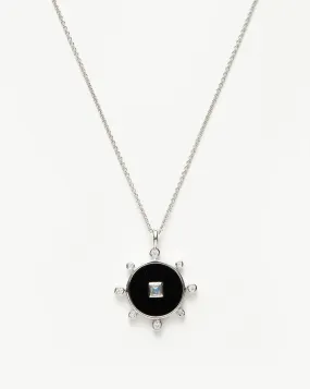 Black Onyx Amulet Pendant Necklace | Sterling Silver/Black Onyx