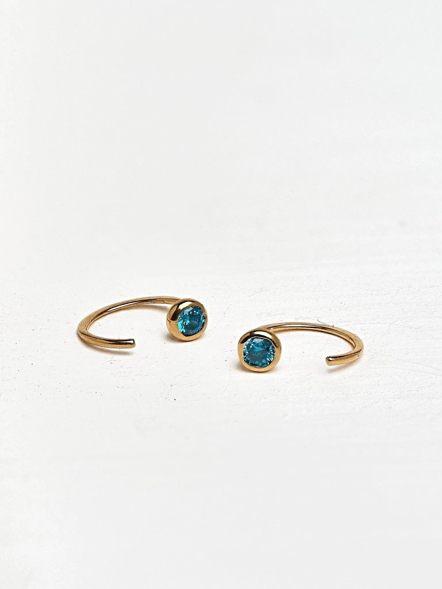 Blue Topaz Huggie Hoop Earrings