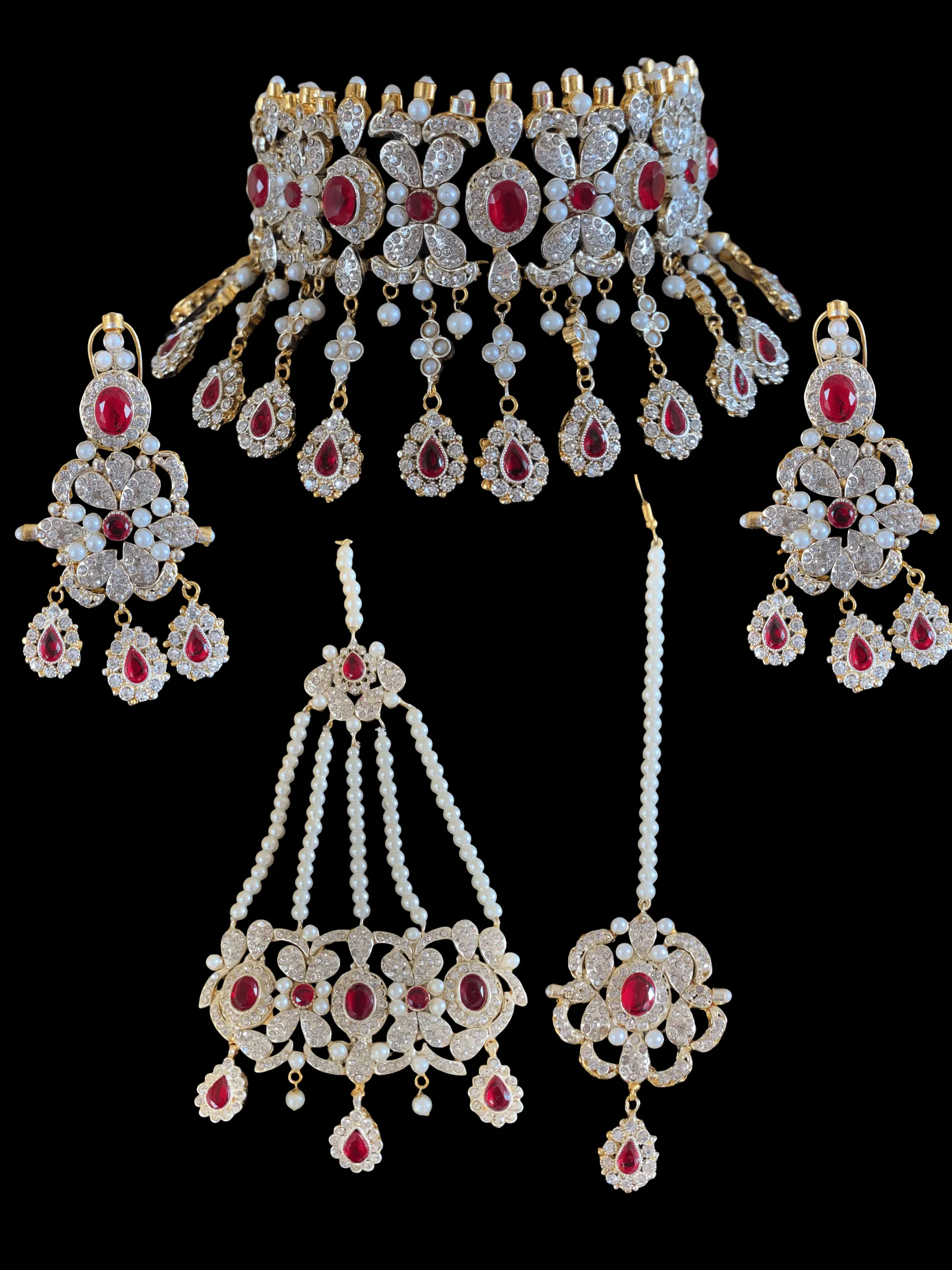 BR28 Nilofar bridal set in ruby ( READY TO SHIP )